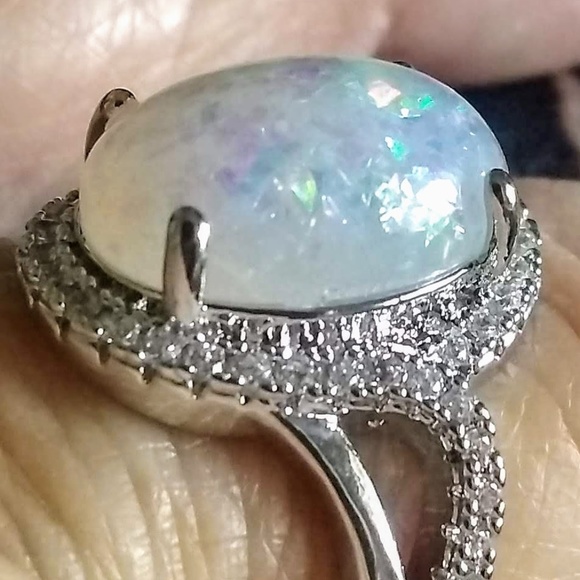 NEW Art Nouveau Style Opal 925 Silver Ring 🌹 - Picture 3 of 5